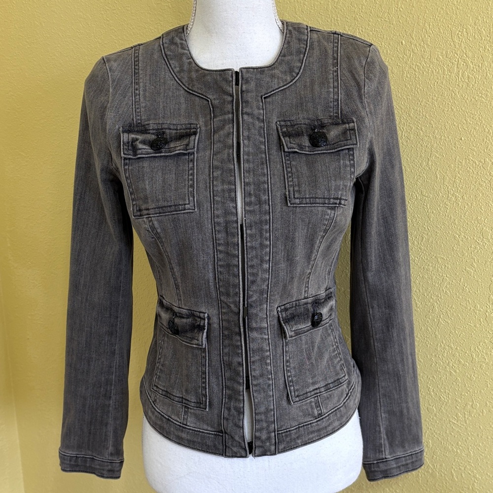 White House Black Market Gray Jean Jacket